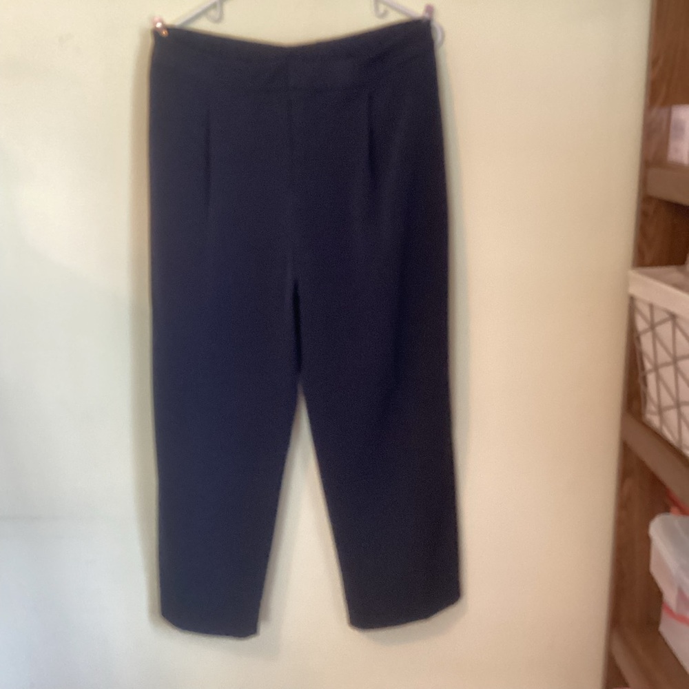 Dark navy wide leg dress pants, size Large